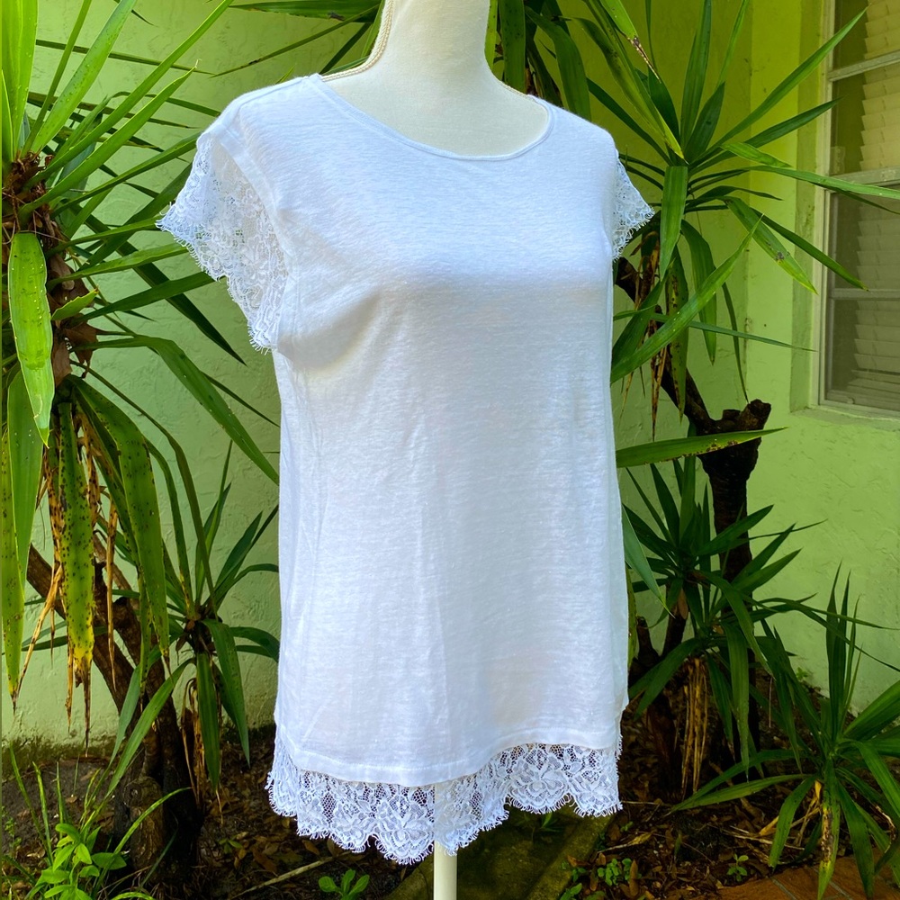 White Tshirt Lace Trim Tshirt